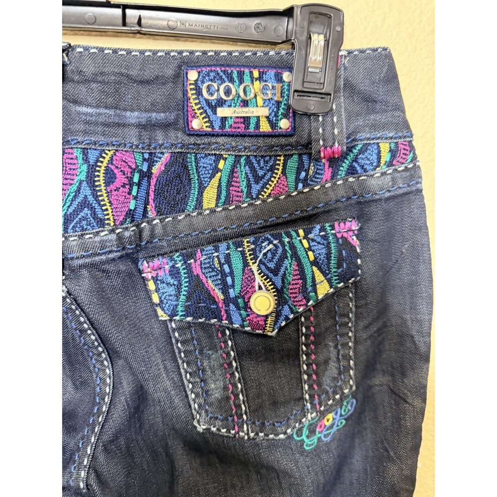 Coogi‎ Y2k Jeans Women's Low Rise Embroidered Size 7/8 Dark Wash Denim - Picture 6 of 10